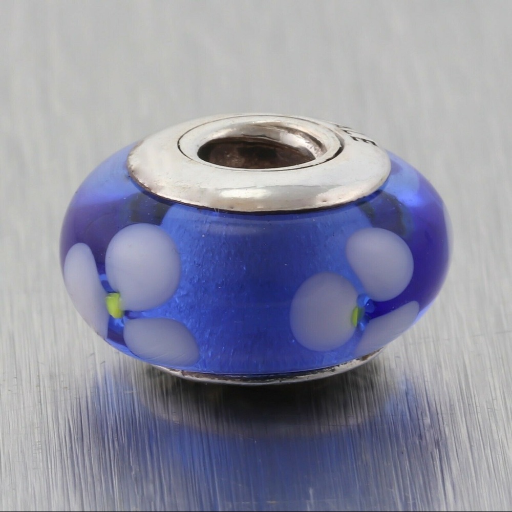 Pandora Murano Blue White Glass Charm